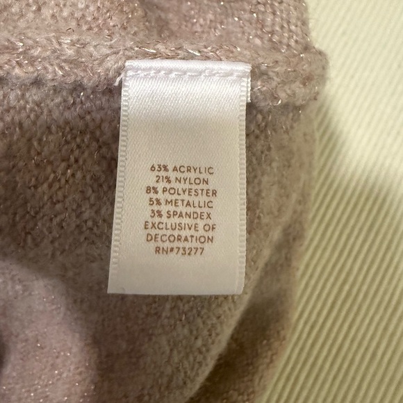 Lauren Conrad Pink Beige Heart Sweater Metallic Shimmer Tunic Medium Pullover - Picture 4 of 7